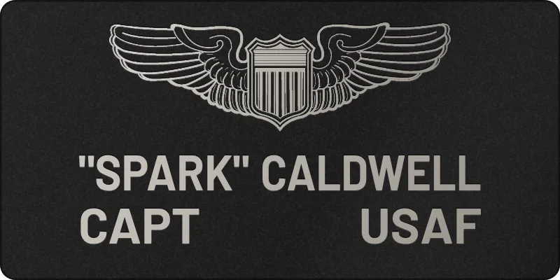 Air Force flight name tag, Four boxes layout