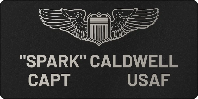 Air Force flight name tag, Name on top layout