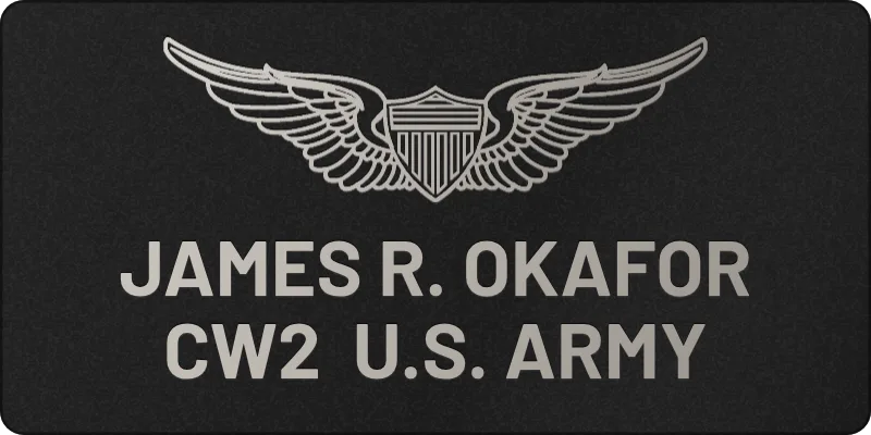 Army flight name tag, Centered layout