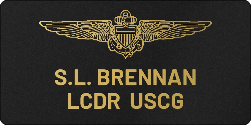 Coast Guard flight name tag, Centered layout