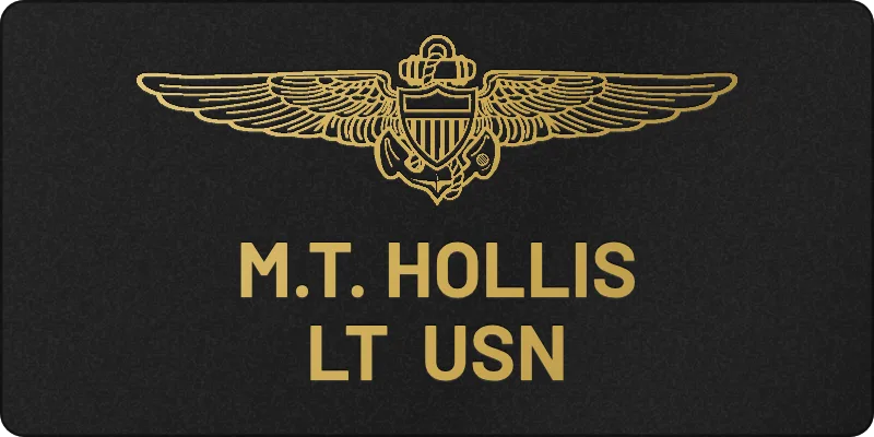 Navy flight name tag, Centered layout